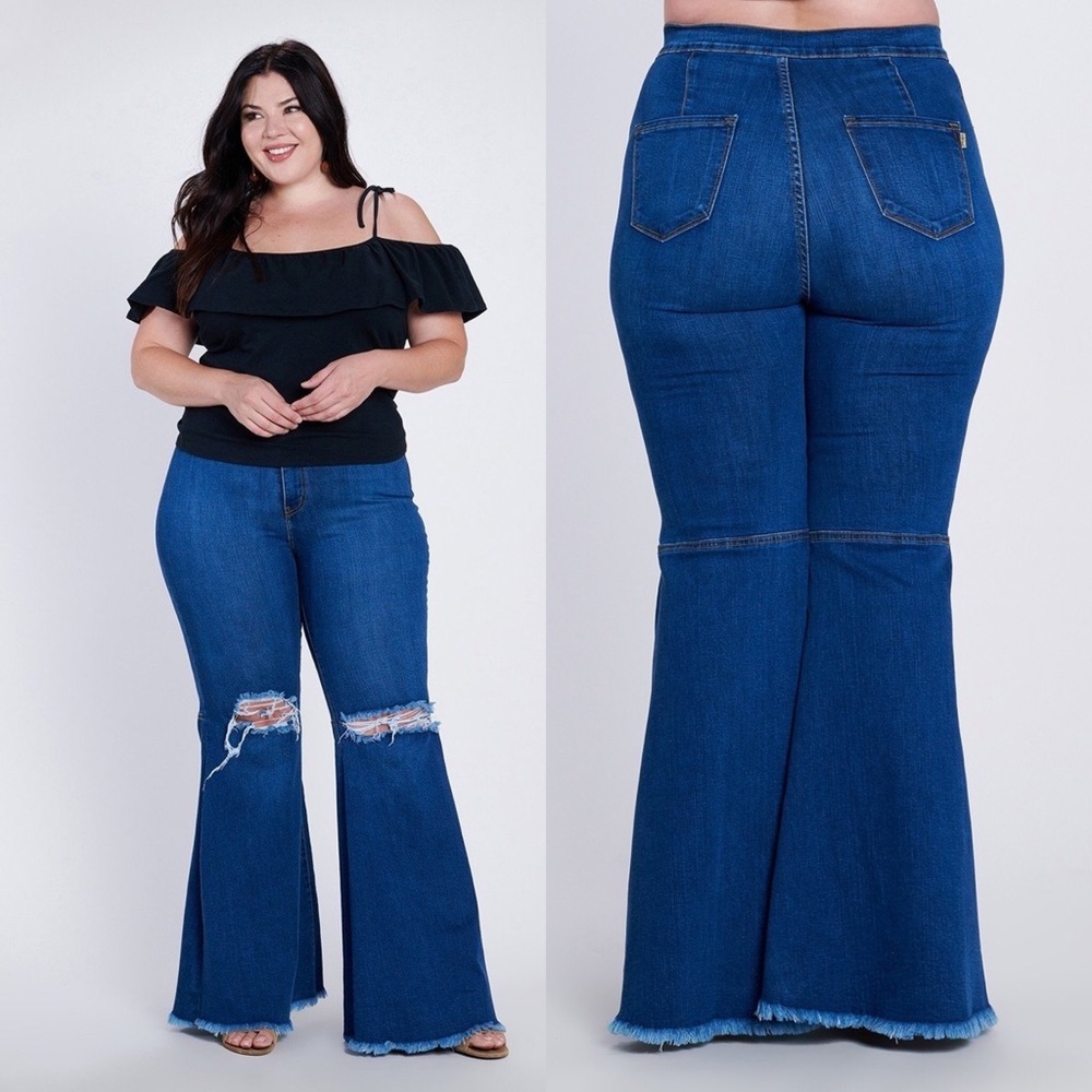 Plus Bella Flare Distressed Pants